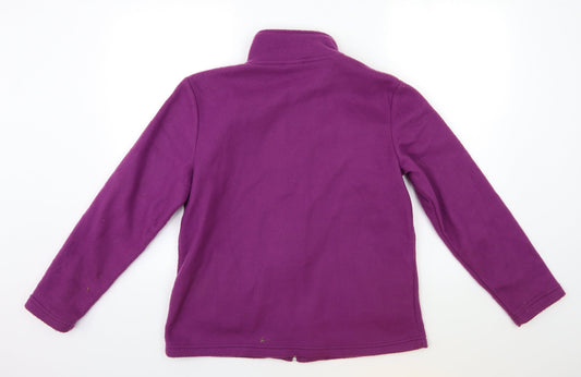 Anne De Lancay Womens Purple Floral Fleece Jacket Size S
