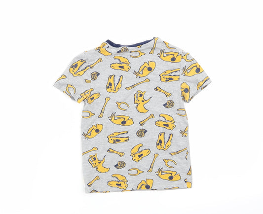 M&S Boys Grey Geometric Pyjama Top Size 3-4 Years