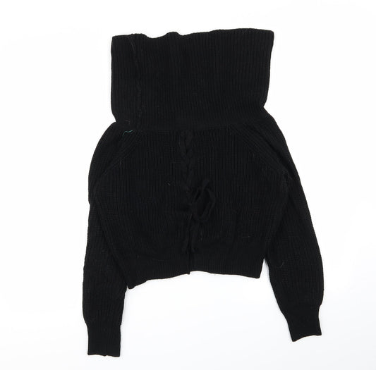 PLT Womens Black Pullover Jumper One Size