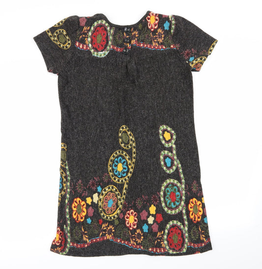 pussycat Womens Grey Geometric A-Line Size S