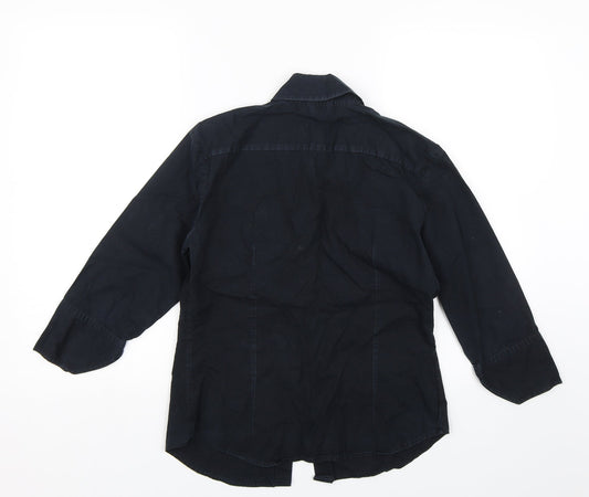 United Colors of Benetton Womens Blue Basic Button-Up Size S