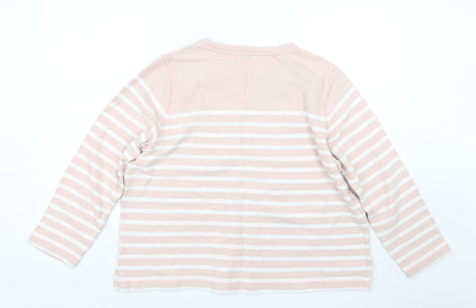 M&S Womens Pink Striped Pullover Jumper Size 16