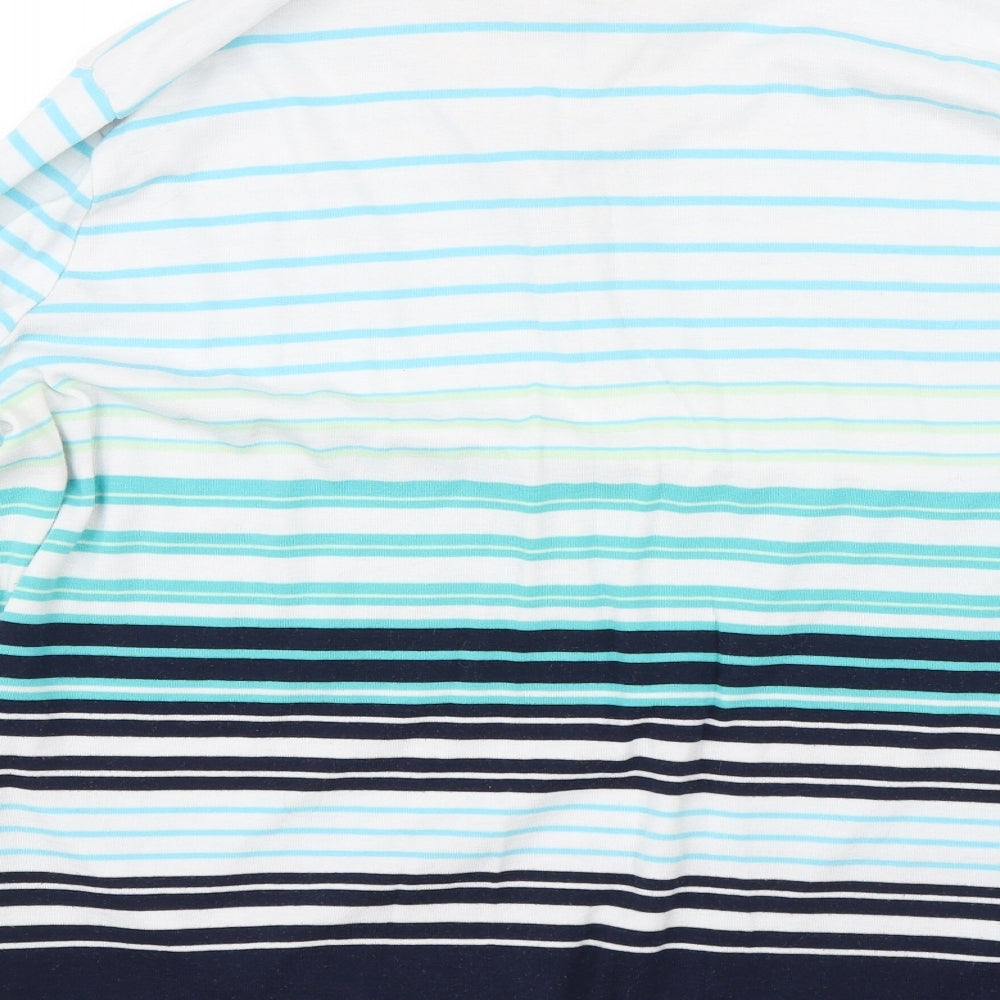 BM Casual Womens Blue Striped Basic Polo Size XL
