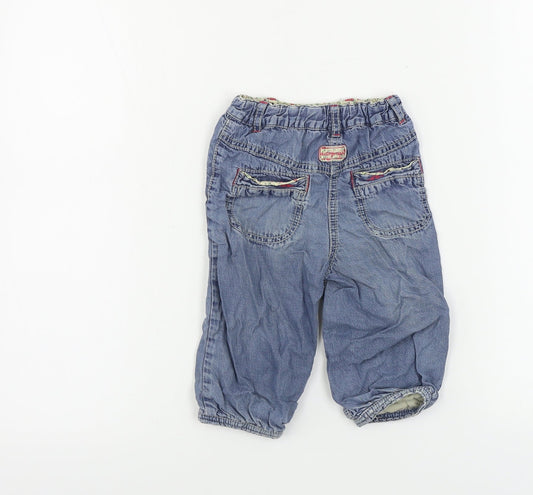 Marks and Spencer Girls Blue Cargo Trousers Size 9-12 Months