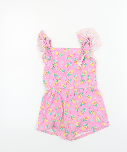 Primark Girls Pink Floral Jumpsuit One-Piece Size 4-5 Years