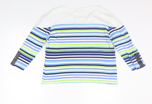 fabrigio Womens Blue Striped Pullover Jumper Size 16