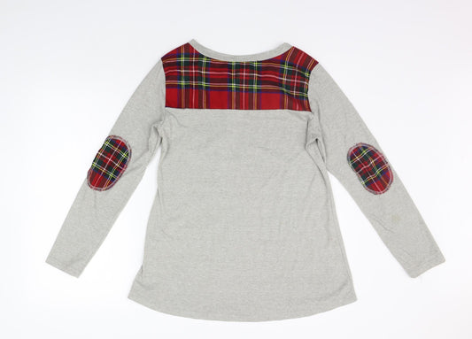 Blooming Jelly Womens Grey Check Basic T-Shirt Size S
