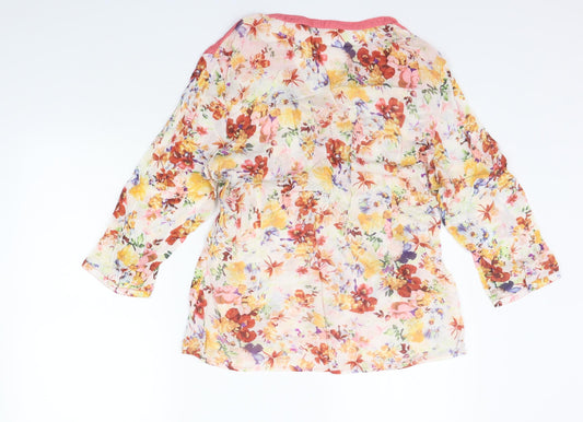 Scullers Womens Pink Floral Basic T-Shirt Size XL