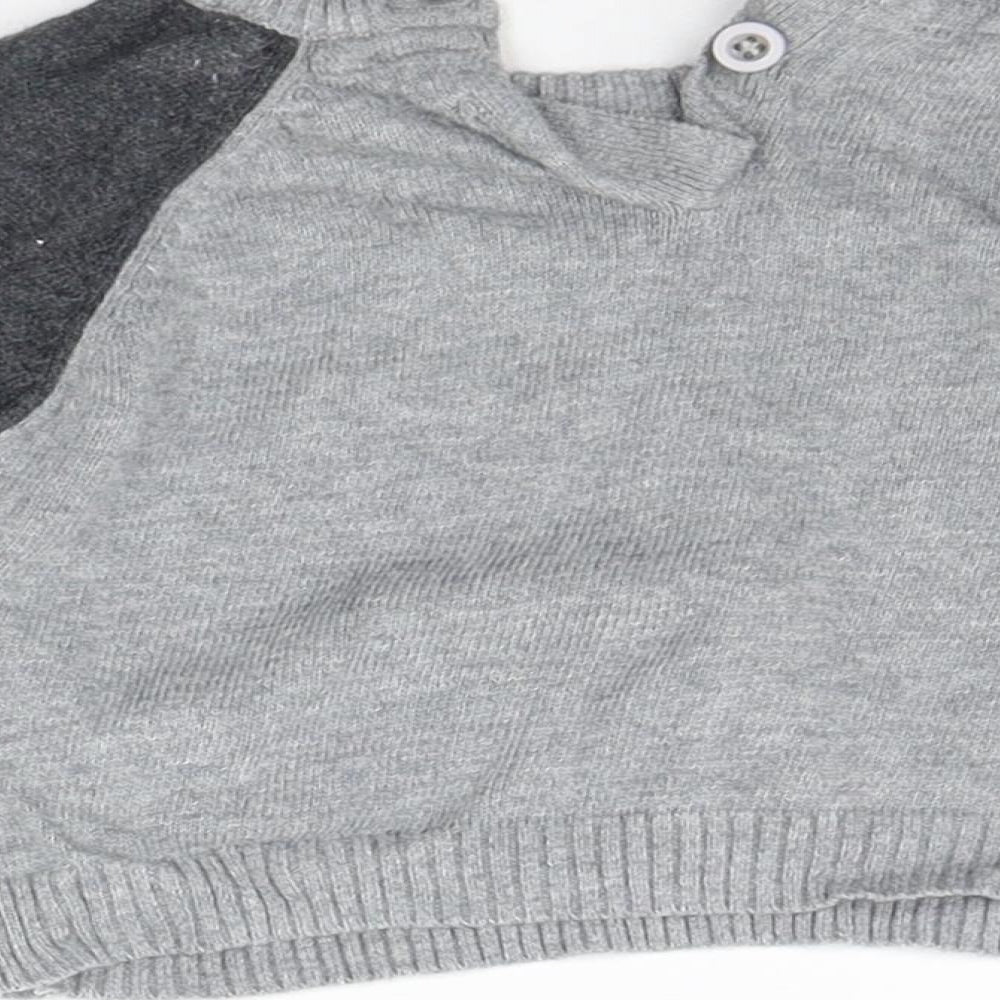 Brand and care label for Early Days girls’ grey jumper, size 3-6, months - animal design