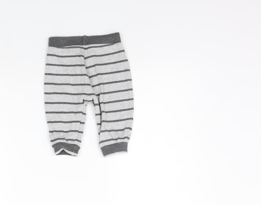 George Girls Grey Striped Jogger Trousers Size 3-6 Months
