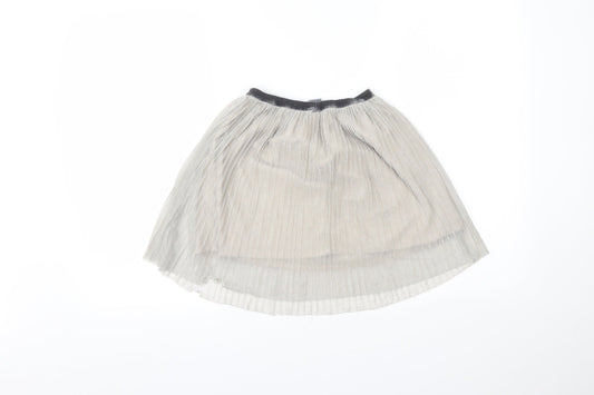 NEXT Girls Silver Pleated Skirt Size 10 Years