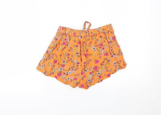 Cotton On Girls Orange Floral Shorts Size 11 Years