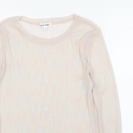 Wild Honey Womens Clear Basic T-Shirt Size L