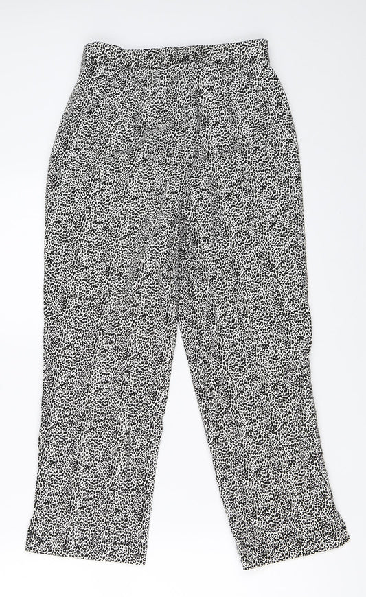 Julipa Womens White Animal Print Cropped Trousers Size 10 L21 in