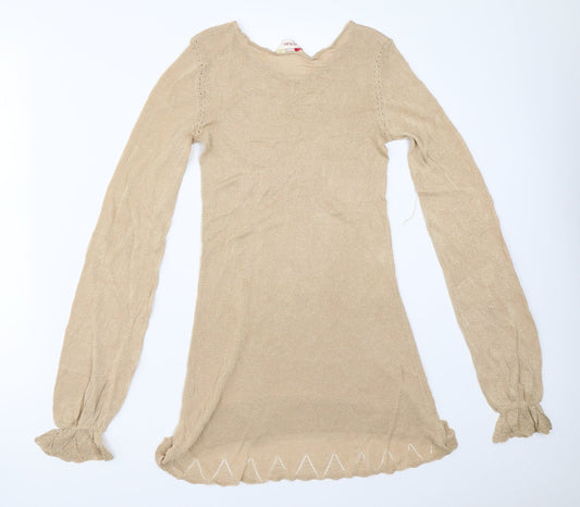 Miss Selfridge Womens Gold Pullover Jumper Size 8