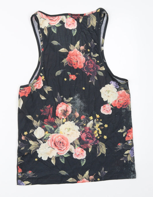 LDN DNM Womens Black Floral Basic Tank Size XS