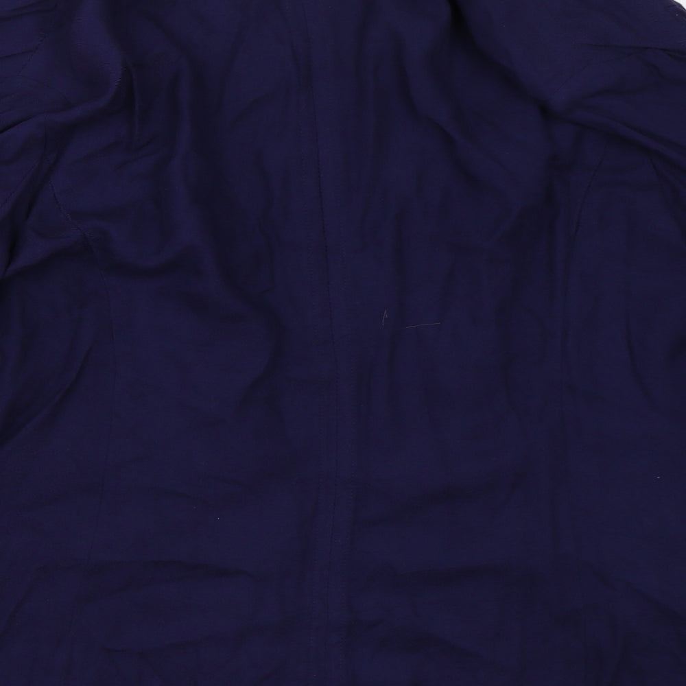 Brand and care label for Internationale women’s blue jacket, size UK 16