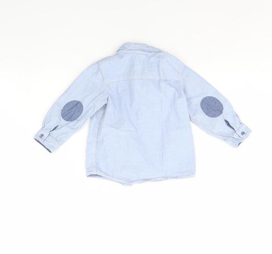 H&M Boys Blue Basic Button-Up Size 12 Months