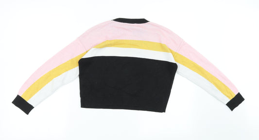 New Look Girls Black Striped Pullover Sweatshirt Size 12-13 Years