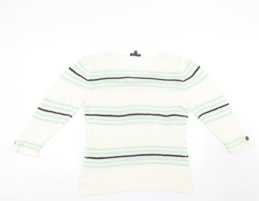 Marbel Womens White Striped Pullover Sweatshirt Size L