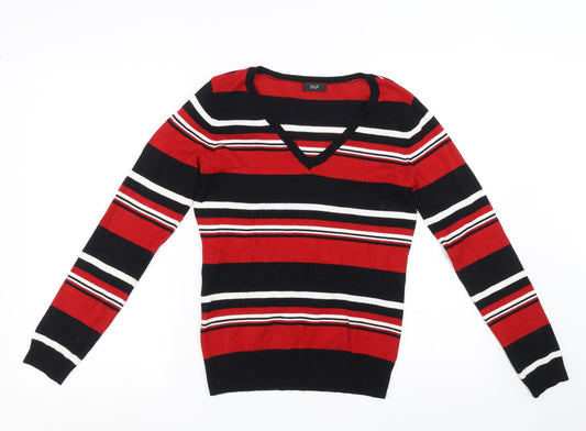 TESCO Womens Red Striped Pullover Sweatshirt Size 8