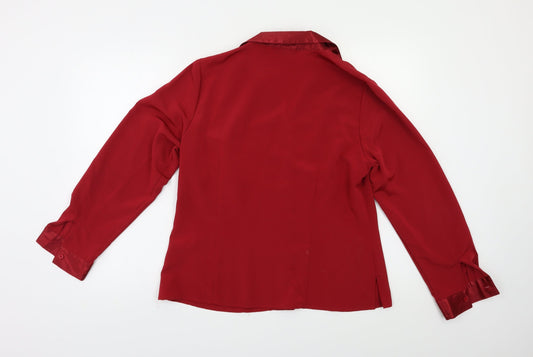 BM Womens Red Floral Basic Button-Up Size 14