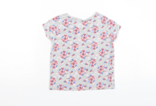 Priark Girls Grey Floral Basic T-Shirt Size 2-3 Years