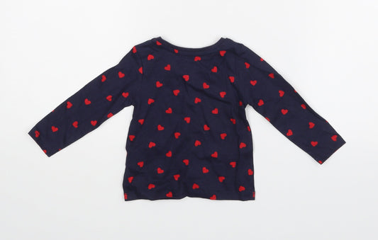 Primark Girls Blue Polka Dot Pullover T-Shirt Size 6-9 Months
