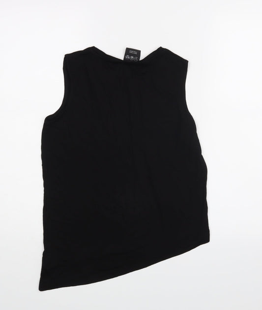 YD Girls Black Basic T-Shirt Size 11-12 Years - Let's Party