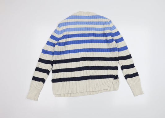 Marks and Spencer Womens White Striped Pullover Jumper Size 12