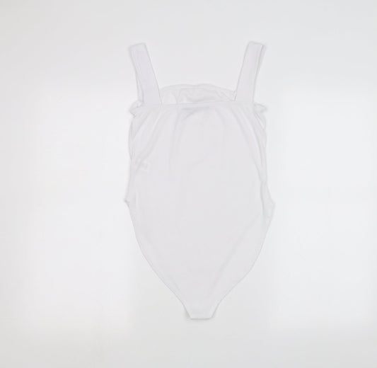 Boohoo Womens White Bodysuit One-Piece Size 12