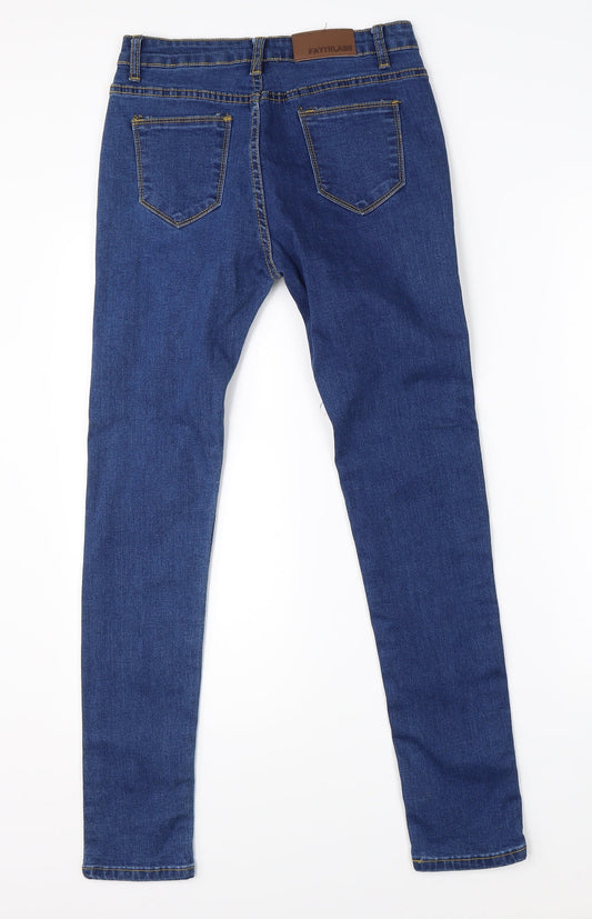 Faythlanu Womens Blue Denim Straight Jeans Size M L27 in
