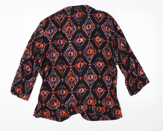New Look Womens Black Geometric Cardigan Jumper Size 16