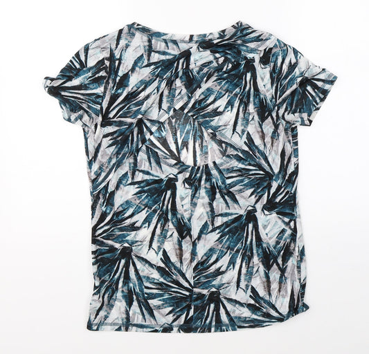 NEXT Womens Blue Floral Basic T-Shirt Size 6 - open back