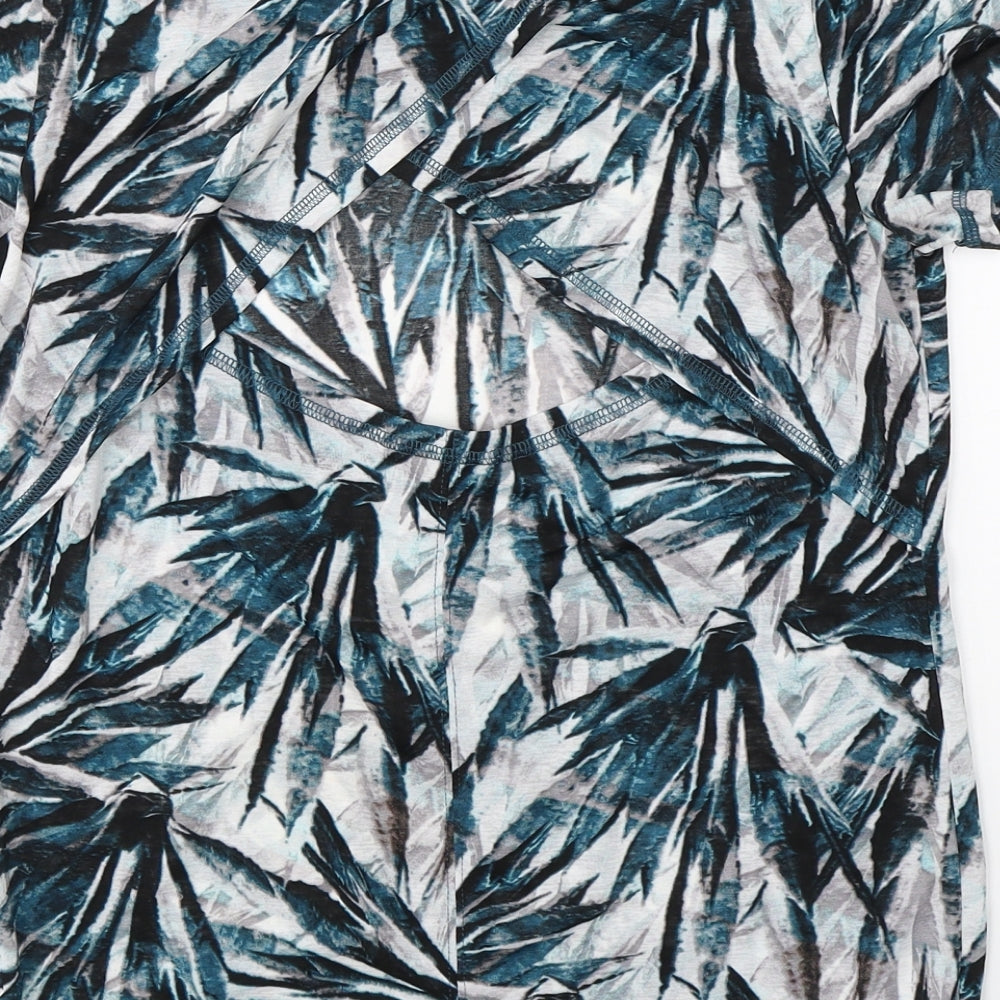 NEXT Womens Blue Floral Basic T-Shirt Size 6 - open back