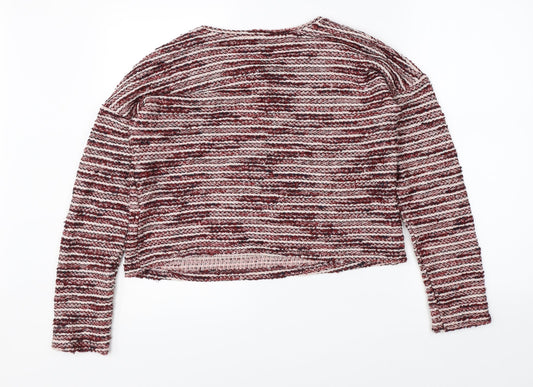New Look Womens Red Striped Knit Pullover Jumper Size S