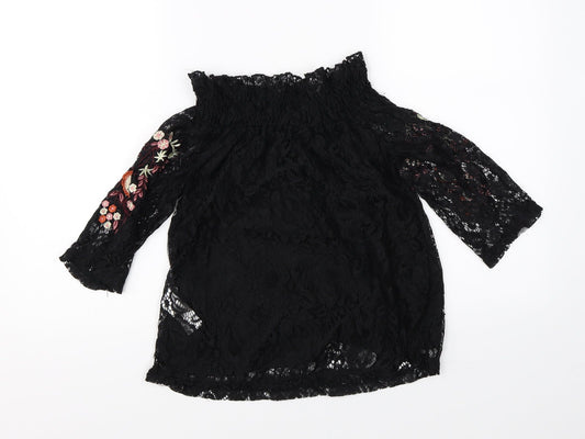 New Look Womens Black Basic Blouse Size 8