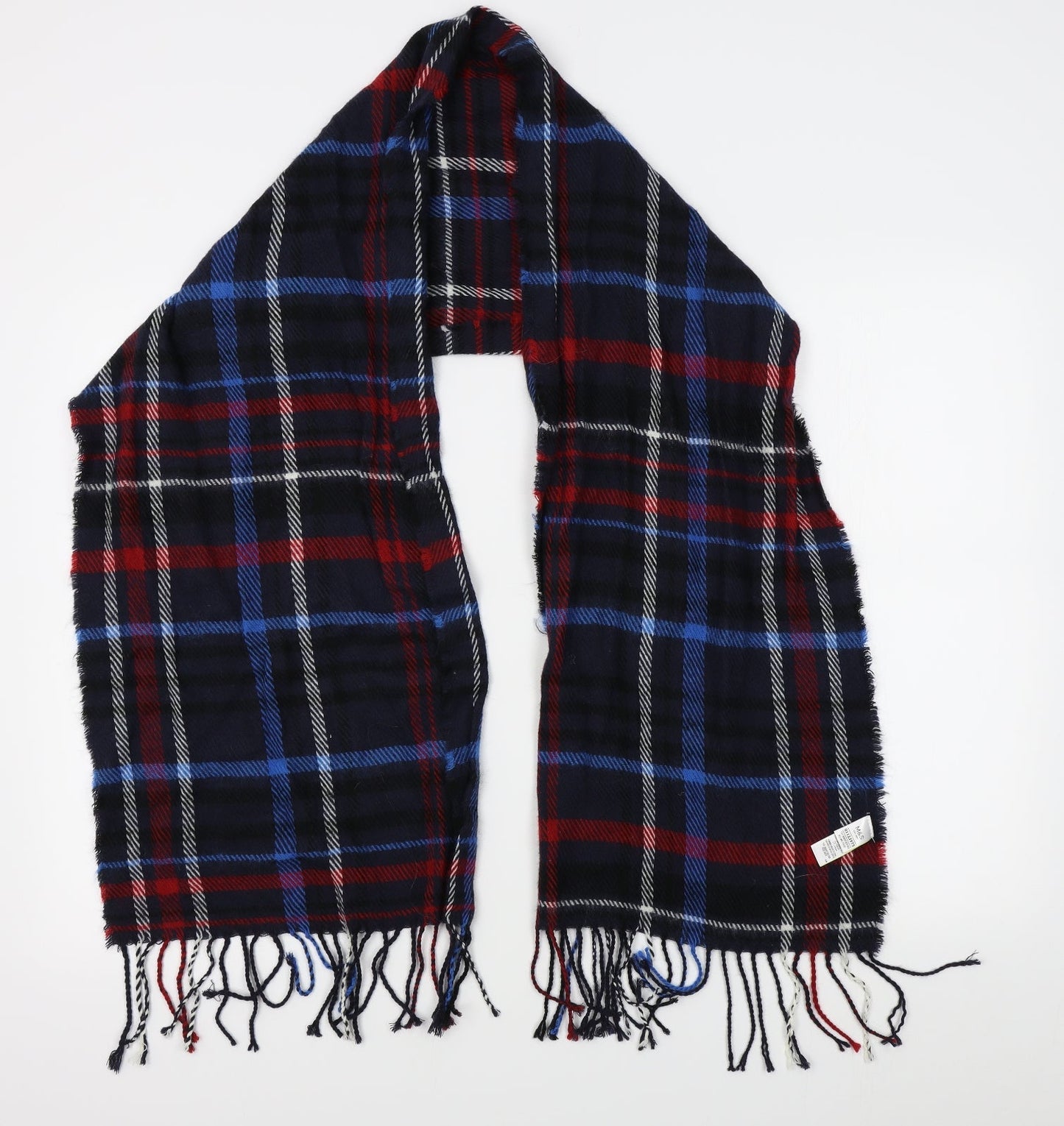 M&S Womens Blue Plaid Scarf
