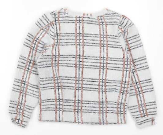 Primark Girls Grey Check Pullover Jumper Size 9-10 Years