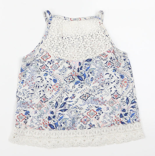 NEXT Girls Blue Floral Basic Tank Size 6 Years