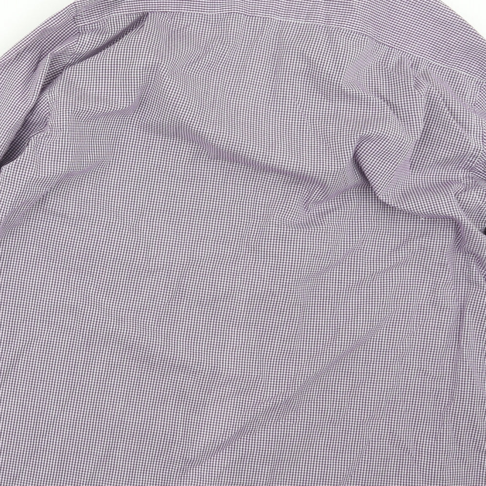Cedar Wood State Mens Purple Check Button-Up Size 16