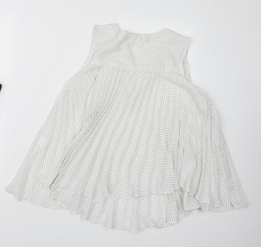 Lamorena Womens White Polka Dot Basic Blouse Size M