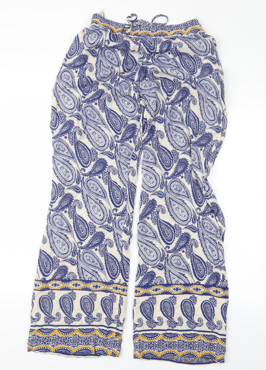 desray Womens Blue Paisley Trousers Size 27 in L30 in