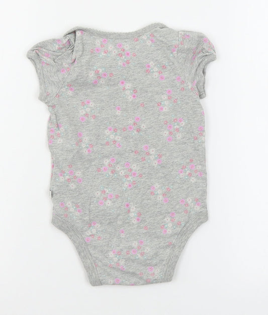 Gap Girls Grey Floral Jersey Babygrow One-Piece Size 18-24 Months