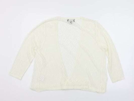 Simon Jefferey Womens White Knit Cardigan Jumper Size XL