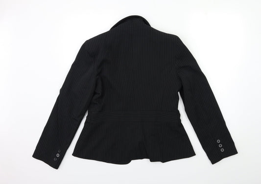 South Womens Black Striped Jacket Blazer Size 14