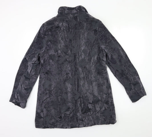 TIGI Womens Grey Floral Overcoat Coat Size 10