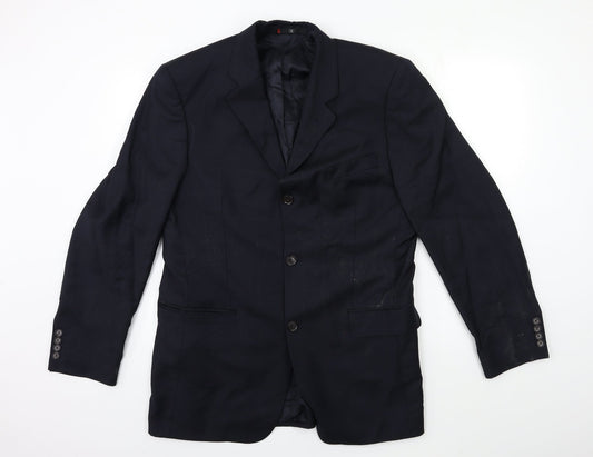 super 110's Mens Blue Check  Jacket Suit Jacket Size 40