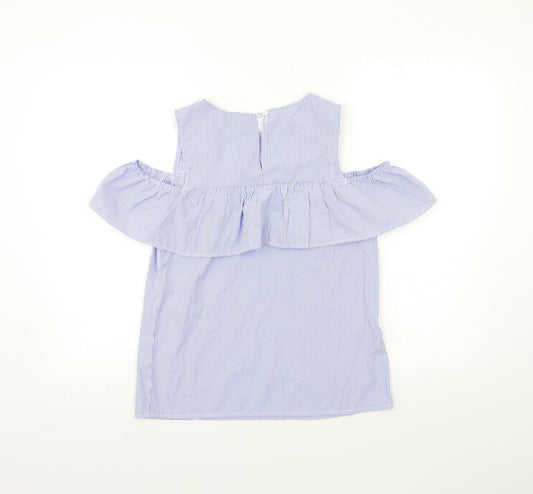 Dorothy Perkins Womens Blue Striped Basic Blouse Size 8