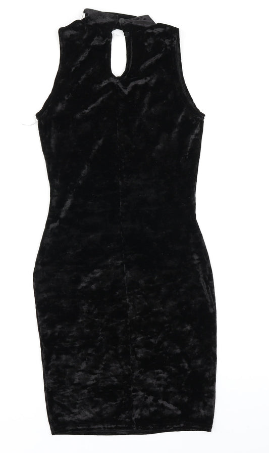 Edge Womens Black Velour Bodycon Size 8